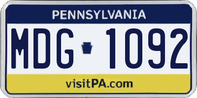 PA license plate MDG1092