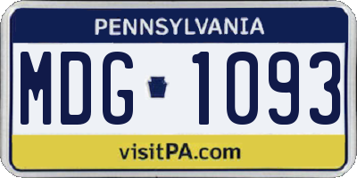 PA license plate MDG1093