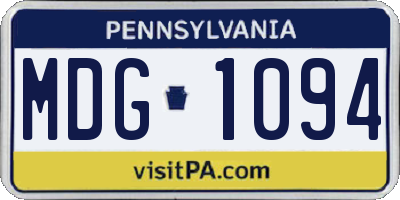 PA license plate MDG1094