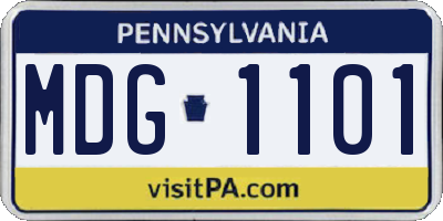PA license plate MDG1101