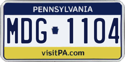 PA license plate MDG1104