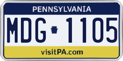 PA license plate MDG1105