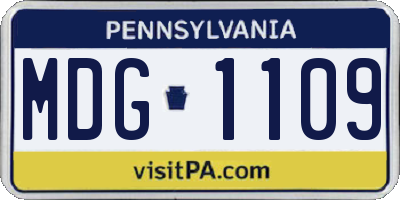 PA license plate MDG1109