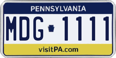 PA license plate MDG1111