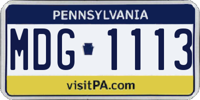 PA license plate MDG1113