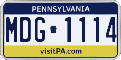 PA license plate MDG1114