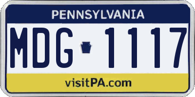 PA license plate MDG1117
