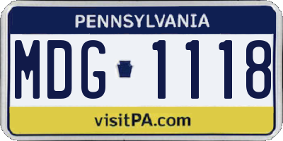 PA license plate MDG1118