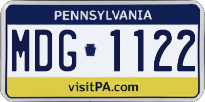 PA license plate MDG1122