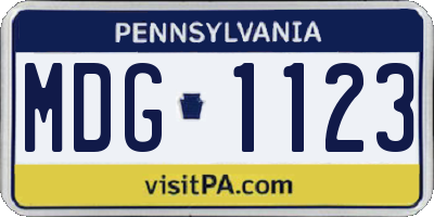 PA license plate MDG1123