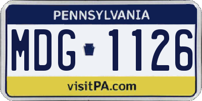 PA license plate MDG1126