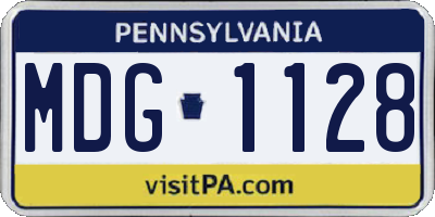 PA license plate MDG1128
