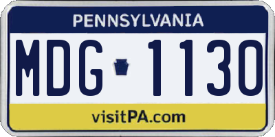 PA license plate MDG1130