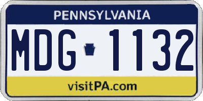 PA license plate MDG1132