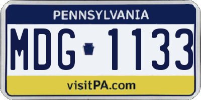 PA license plate MDG1133