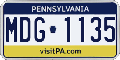 PA license plate MDG1135