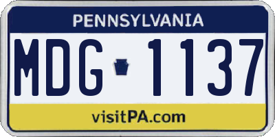 PA license plate MDG1137