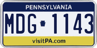 PA license plate MDG1143