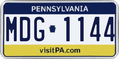 PA license plate MDG1144
