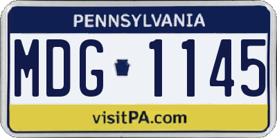 PA license plate MDG1145