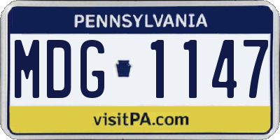 PA license plate MDG1147
