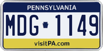 PA license plate MDG1149