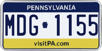PA license plate MDG1155