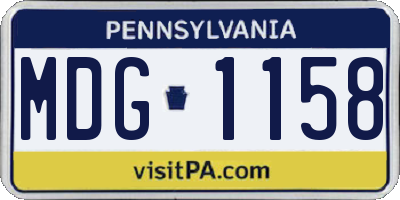 PA license plate MDG1158