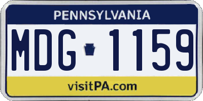 PA license plate MDG1159