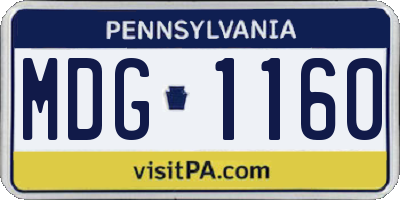 PA license plate MDG1160