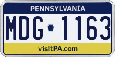 PA license plate MDG1163