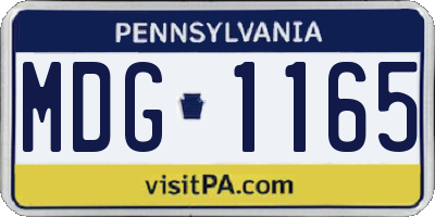 PA license plate MDG1165