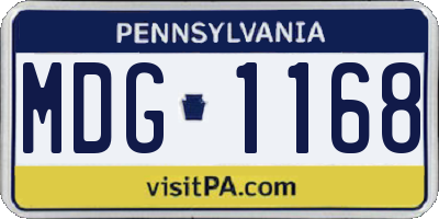 PA license plate MDG1168