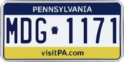 PA license plate MDG1171