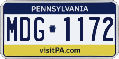 PA license plate MDG1172