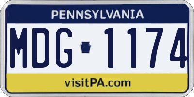 PA license plate MDG1174