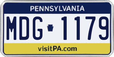 PA license plate MDG1179
