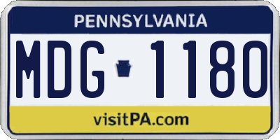 PA license plate MDG1180