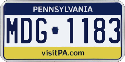 PA license plate MDG1183