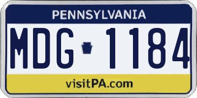 PA license plate MDG1184
