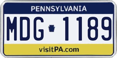 PA license plate MDG1189