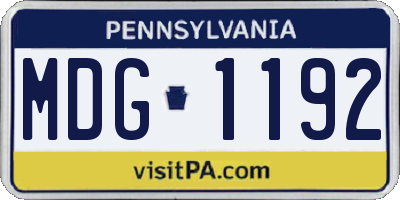 PA license plate MDG1192