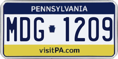 PA license plate MDG1209