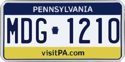 PA license plate MDG1210