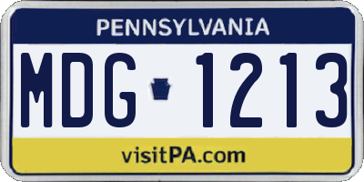 PA license plate MDG1213
