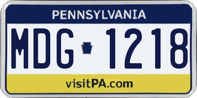 PA license plate MDG1218