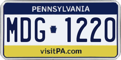 PA license plate MDG1220