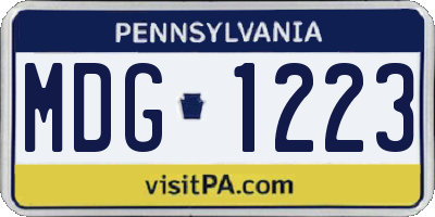 PA license plate MDG1223
