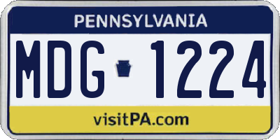 PA license plate MDG1224