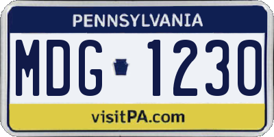 PA license plate MDG1230